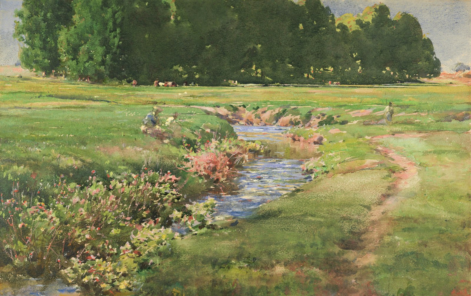 Stille Landschaft mit Bäumen — Studie in gedämpften Grüntönen
